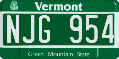 VT license plate NJG954
