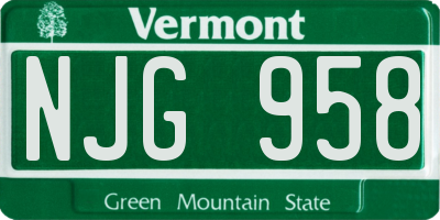 VT license plate NJG958