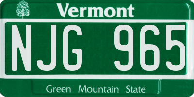 VT license plate NJG965