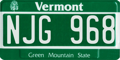 VT license plate NJG968
