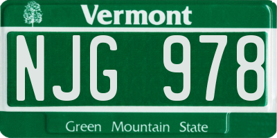 VT license plate NJG978