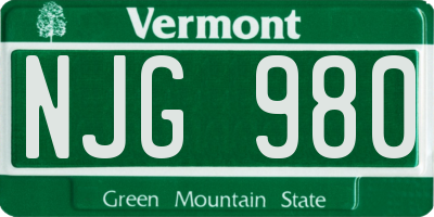VT license plate NJG980