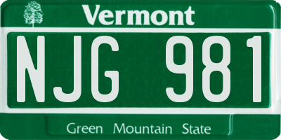 VT license plate NJG981