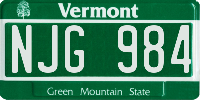 VT license plate NJG984