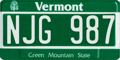 VT license plate NJG987
