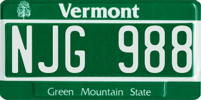 VT license plate NJG988