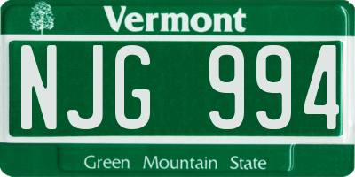 VT license plate NJG994