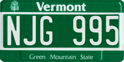 VT license plate NJG995
