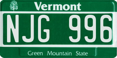 VT license plate NJG996