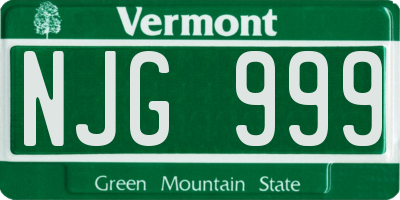 VT license plate NJG999