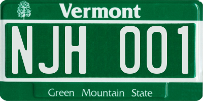 VT license plate NJH001