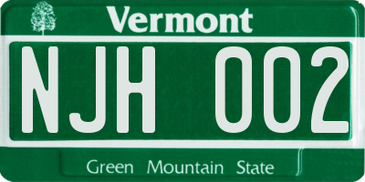 VT license plate NJH002