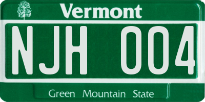 VT license plate NJH004