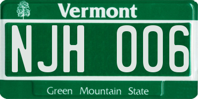 VT license plate NJH006