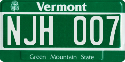 VT license plate NJH007