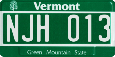 VT license plate NJH013