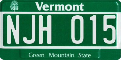 VT license plate NJH015