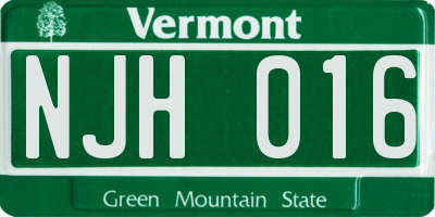 VT license plate NJH016