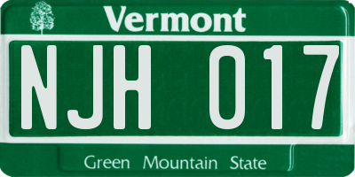 VT license plate NJH017