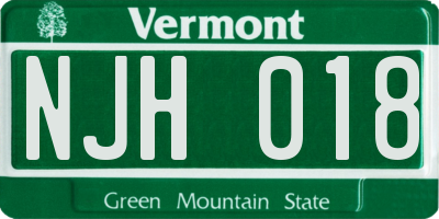VT license plate NJH018
