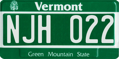 VT license plate NJH022