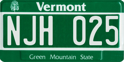 VT license plate NJH025