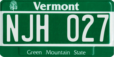 VT license plate NJH027
