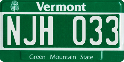 VT license plate NJH033