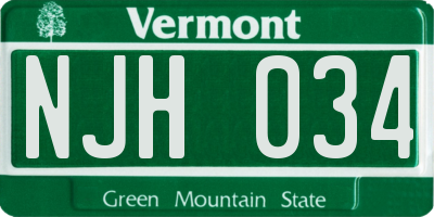 VT license plate NJH034