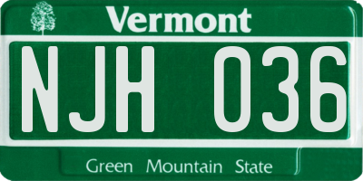 VT license plate NJH036