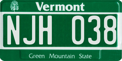 VT license plate NJH038