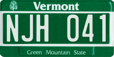 VT license plate NJH041