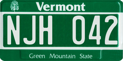 VT license plate NJH042