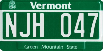 VT license plate NJH047