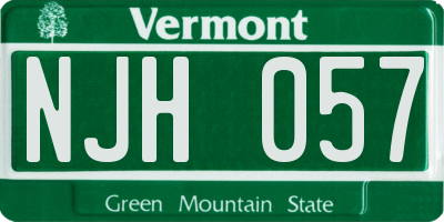 VT license plate NJH057