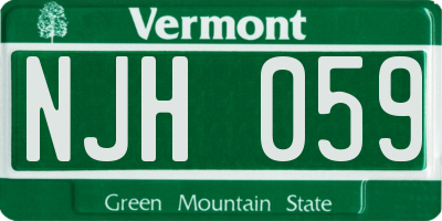 VT license plate NJH059