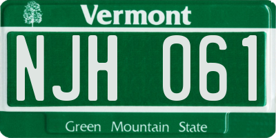 VT license plate NJH061