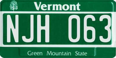 VT license plate NJH063