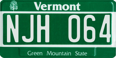 VT license plate NJH064