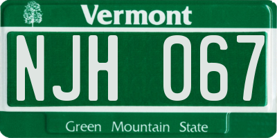 VT license plate NJH067