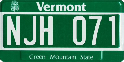 VT license plate NJH071