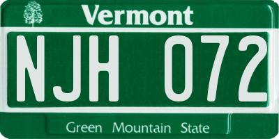 VT license plate NJH072