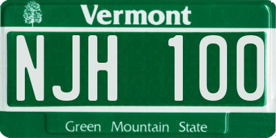 VT license plate NJH100