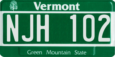 VT license plate NJH102