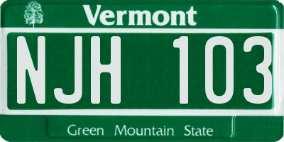 VT license plate NJH103