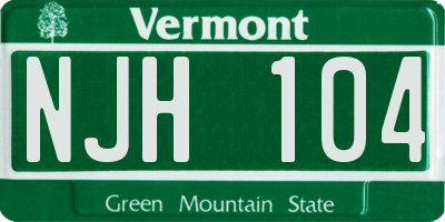 VT license plate NJH104