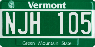 VT license plate NJH105