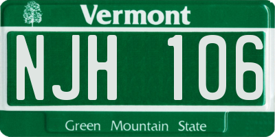 VT license plate NJH106