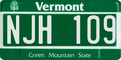 VT license plate NJH109