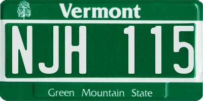 VT license plate NJH115
